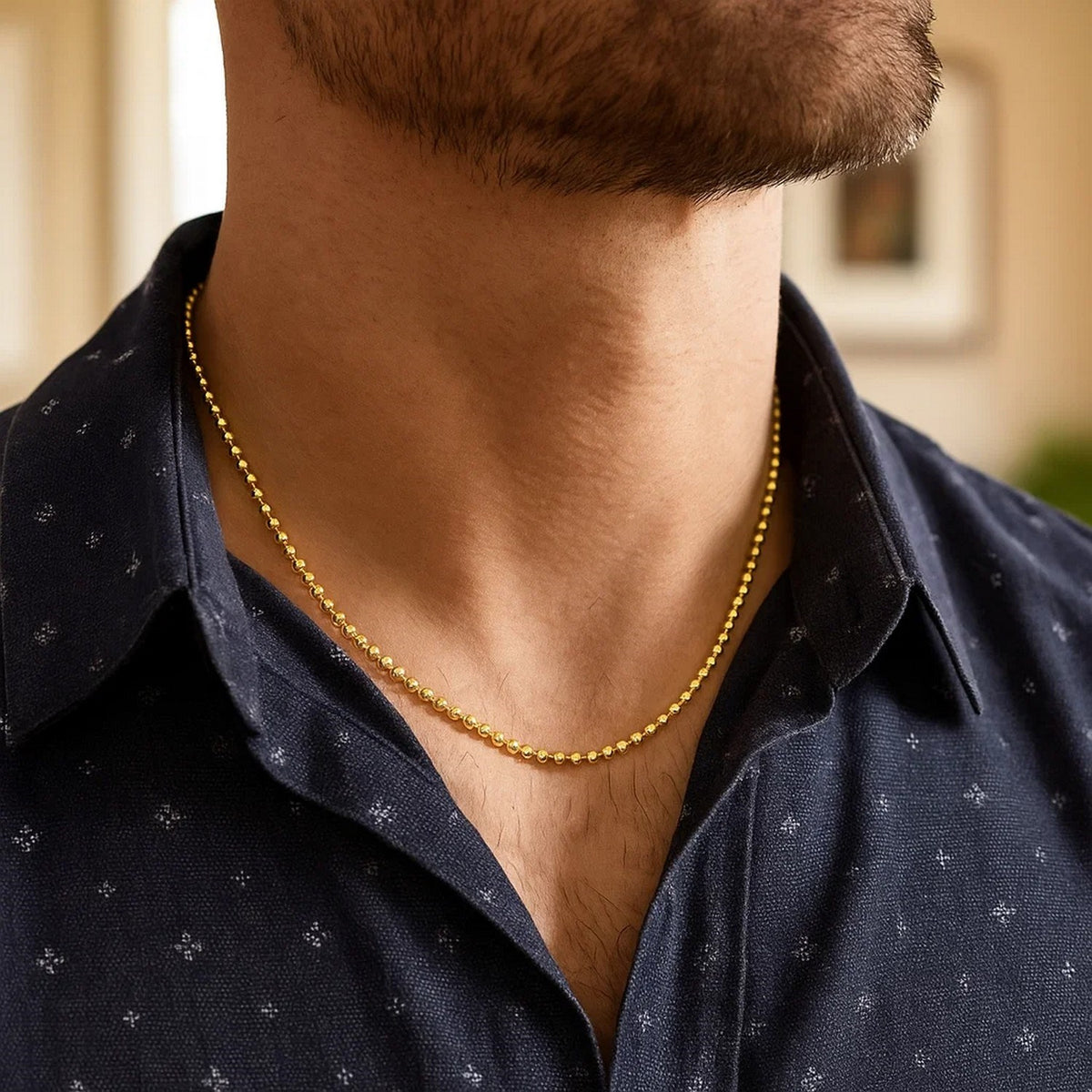 Moon Cut Bead Chain in 14k Yellow Gold