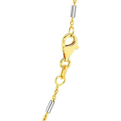 Bar Links Pendant Chain in 14k Two Tone Gold (1.00 mm)
