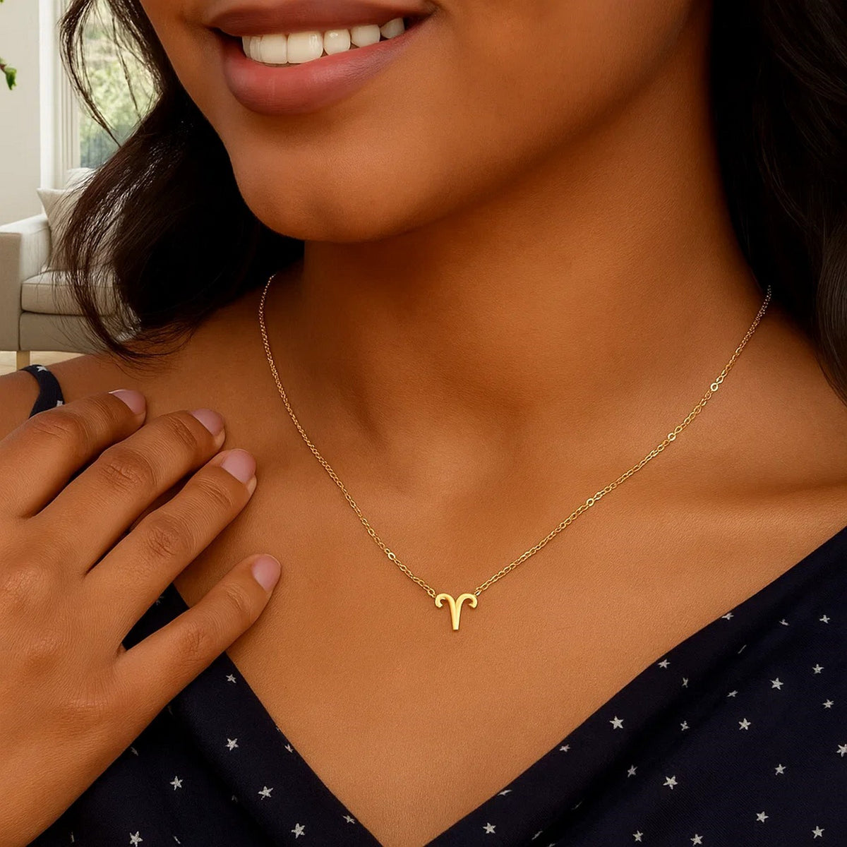14K Yellow Gold Aries Necklace