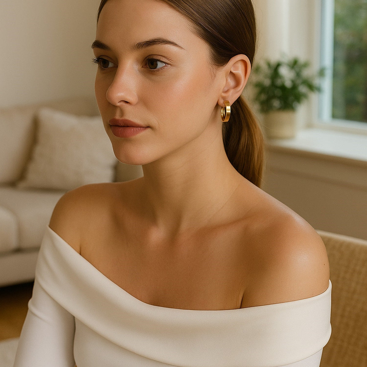 14k Yellow Gold Wedding Band Hoops