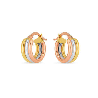 14k Tri Color Gold Trilogy Hoops