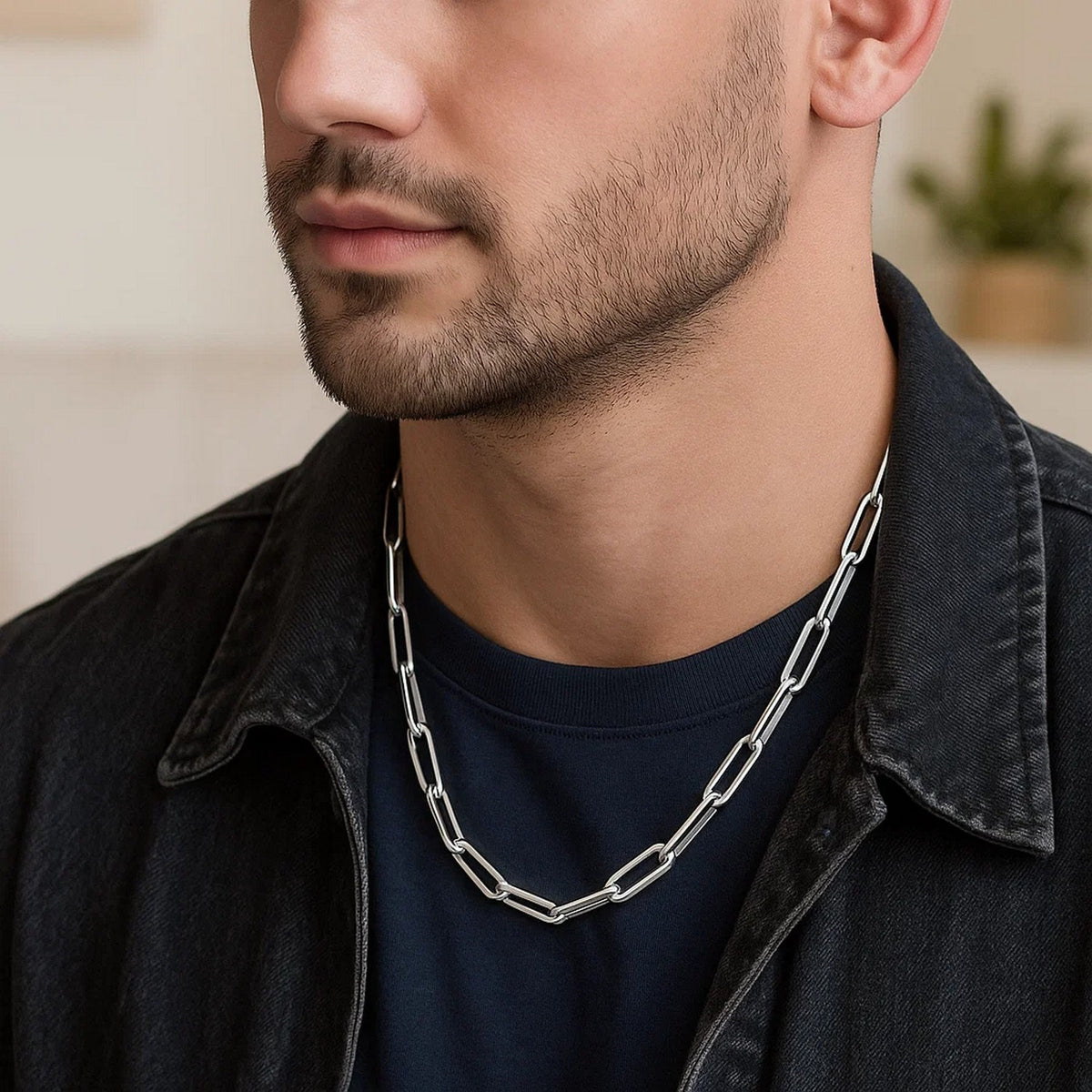 14k White Gold Bold Paperclip Chain