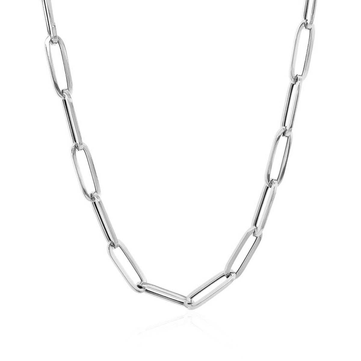 14k White Gold Bold Paperclip Chain