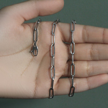 14k White Gold Bold Paperclip Chain