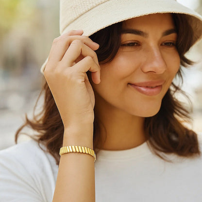 14k Yellow Gold Rib Link Bracelet (7.00 mm)