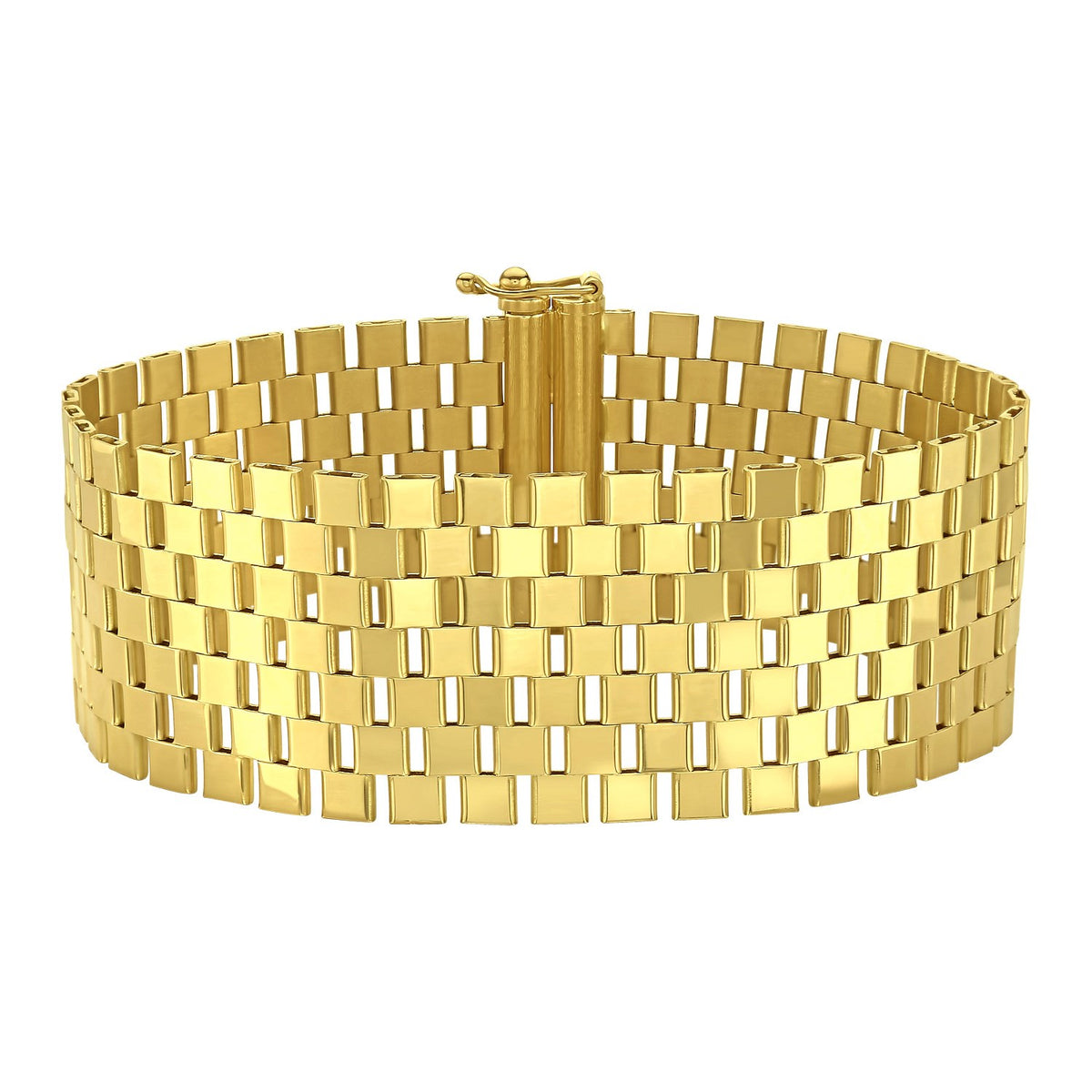 14K Yellow Gold Large Cobblestone Link Bracelet (22.90 mm)
