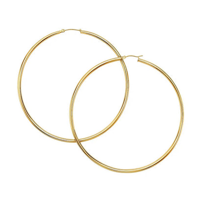 14k Yellow Gold Large Polished Hoop Earrings