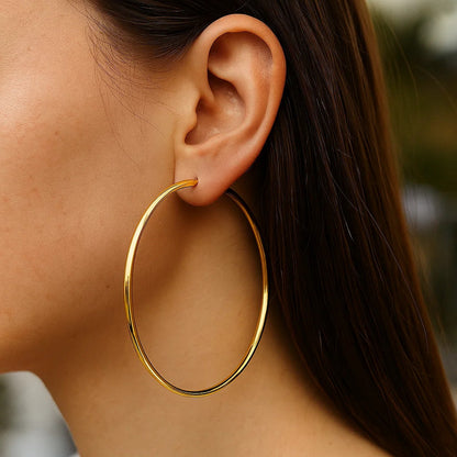 14k Yellow Gold Large Polished Hoop Earrings