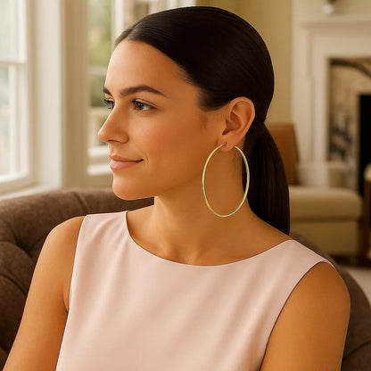 14k Yellow Gold Large Polished Hoop Earrings