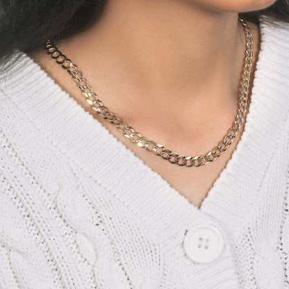 14k Two Tone Gold Pave Curb Chain