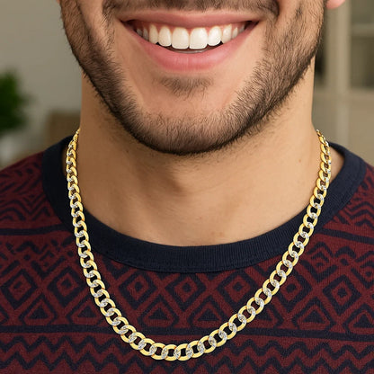 14k Two Tone Gold Pave Curb Chain