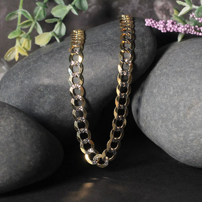 14k Two Tone Gold Pave Curb Chain