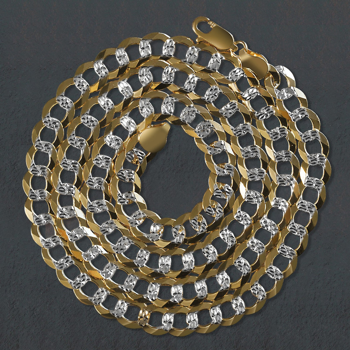 14k Two Tone Gold Pave Curb Chain