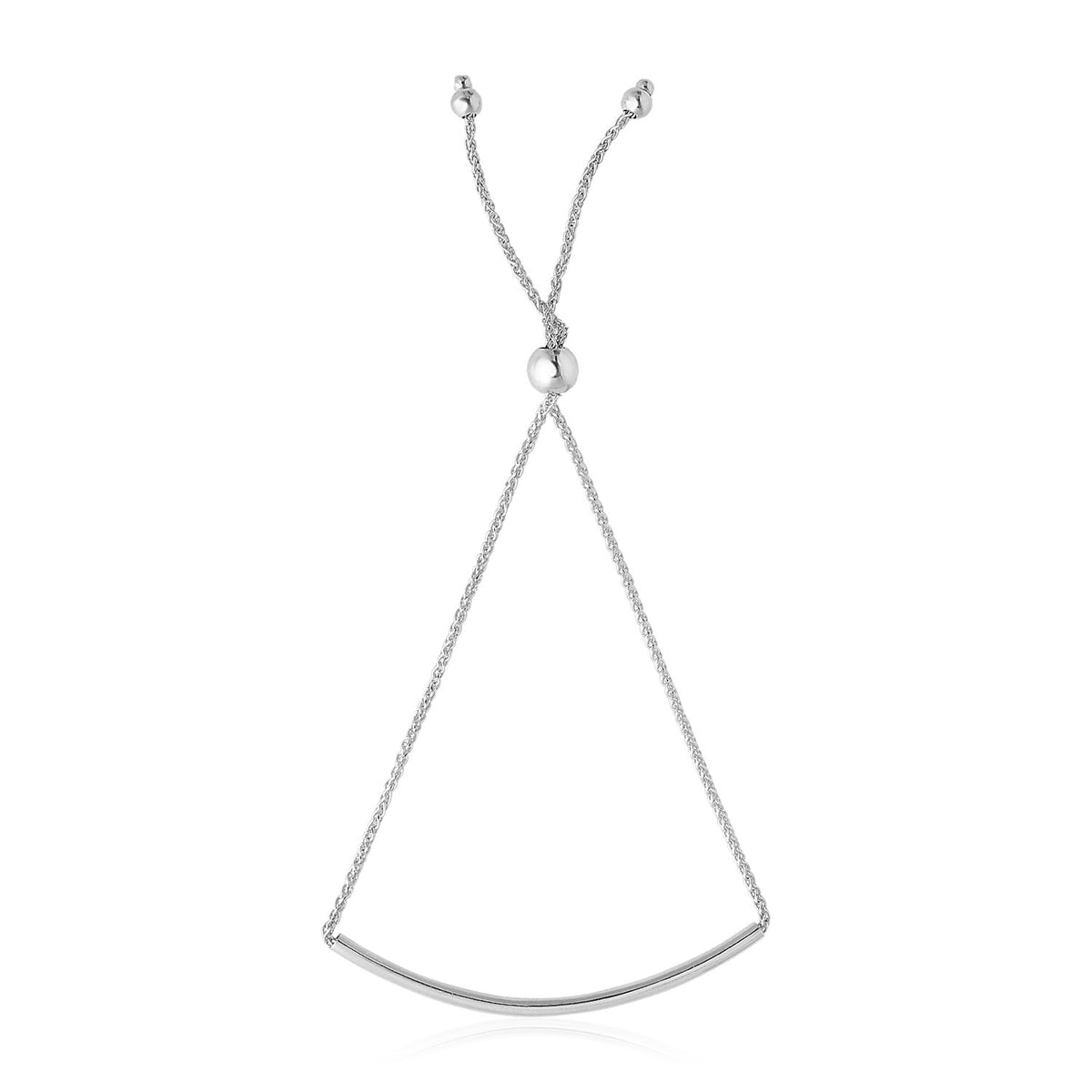 14k Smooth Curved Bar Lariat Design Bracelet (1.00 mm)