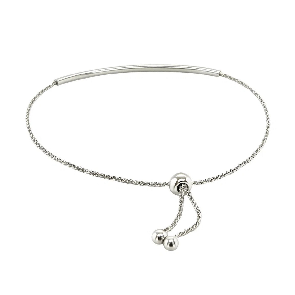 14k Smooth Curved Bar Lariat Design Bracelet (1.00 mm)