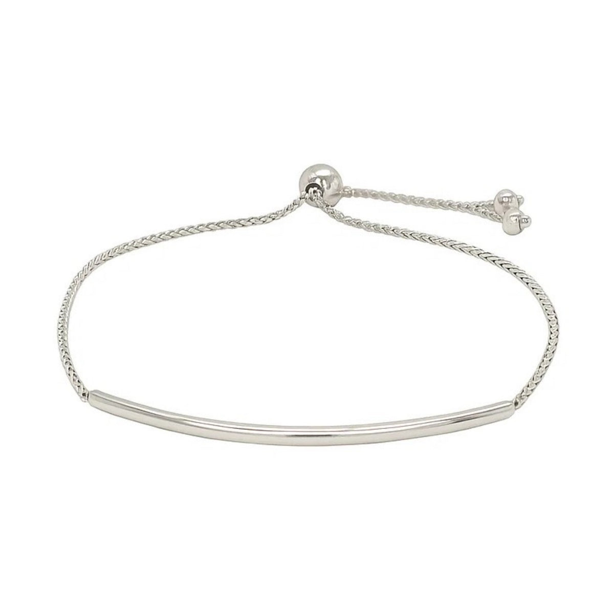 14k Smooth Curved Bar Lariat Design Bracelet (1.00 mm)