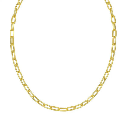 14K Yellow Gold Charm Lock Paperclip Chain