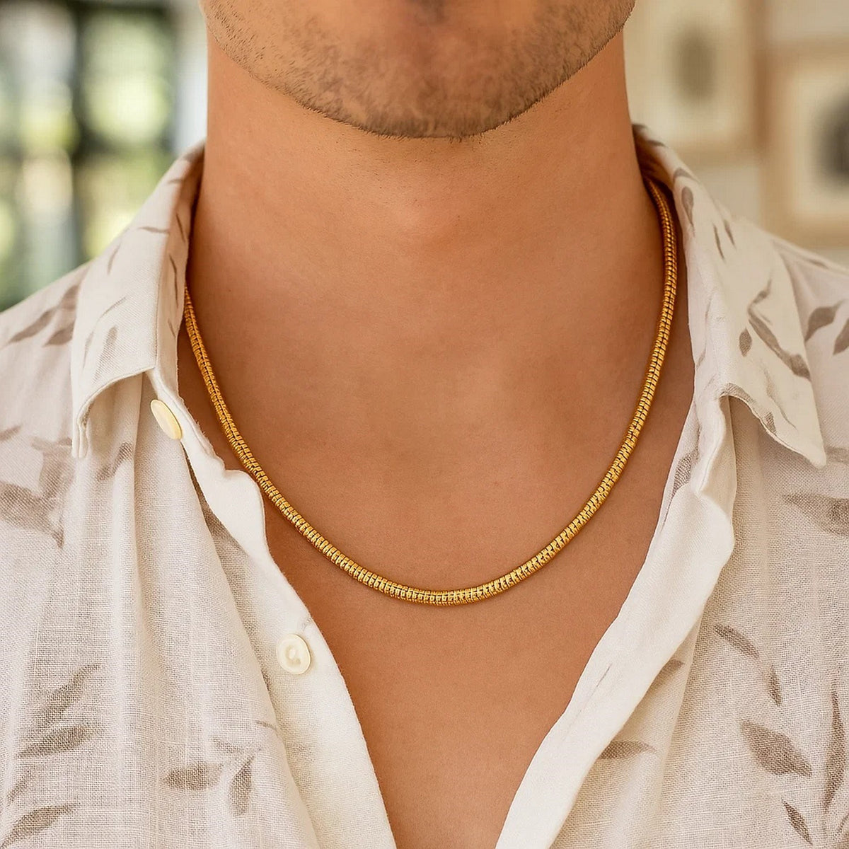14K Yellow Gold Lite Oval Snake Chain