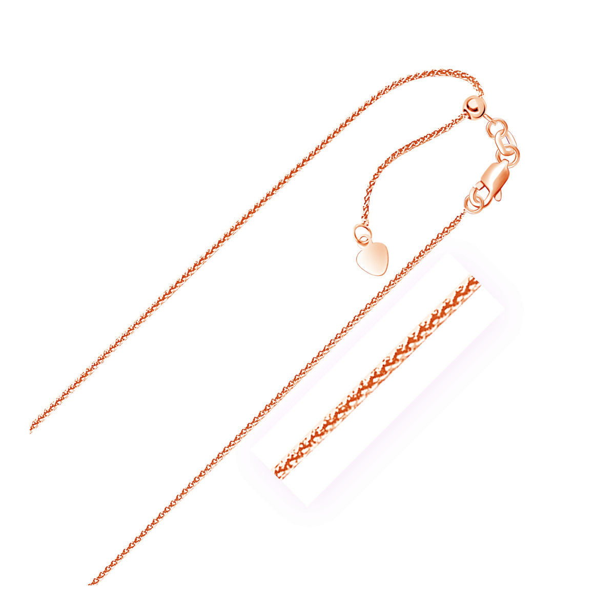 14k Adjustable Wheat Chain (1.00 mm)
