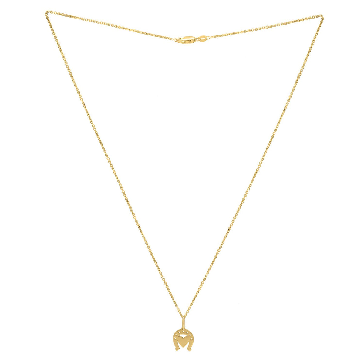 Heart and Horse Necklace in 14K Yellow Gold