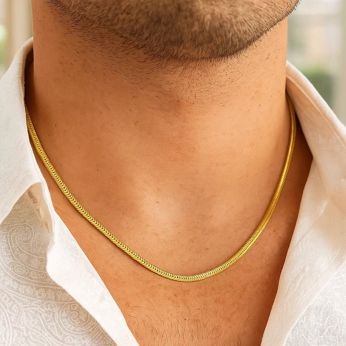 14K Yellow Gold Oval Snake Chain