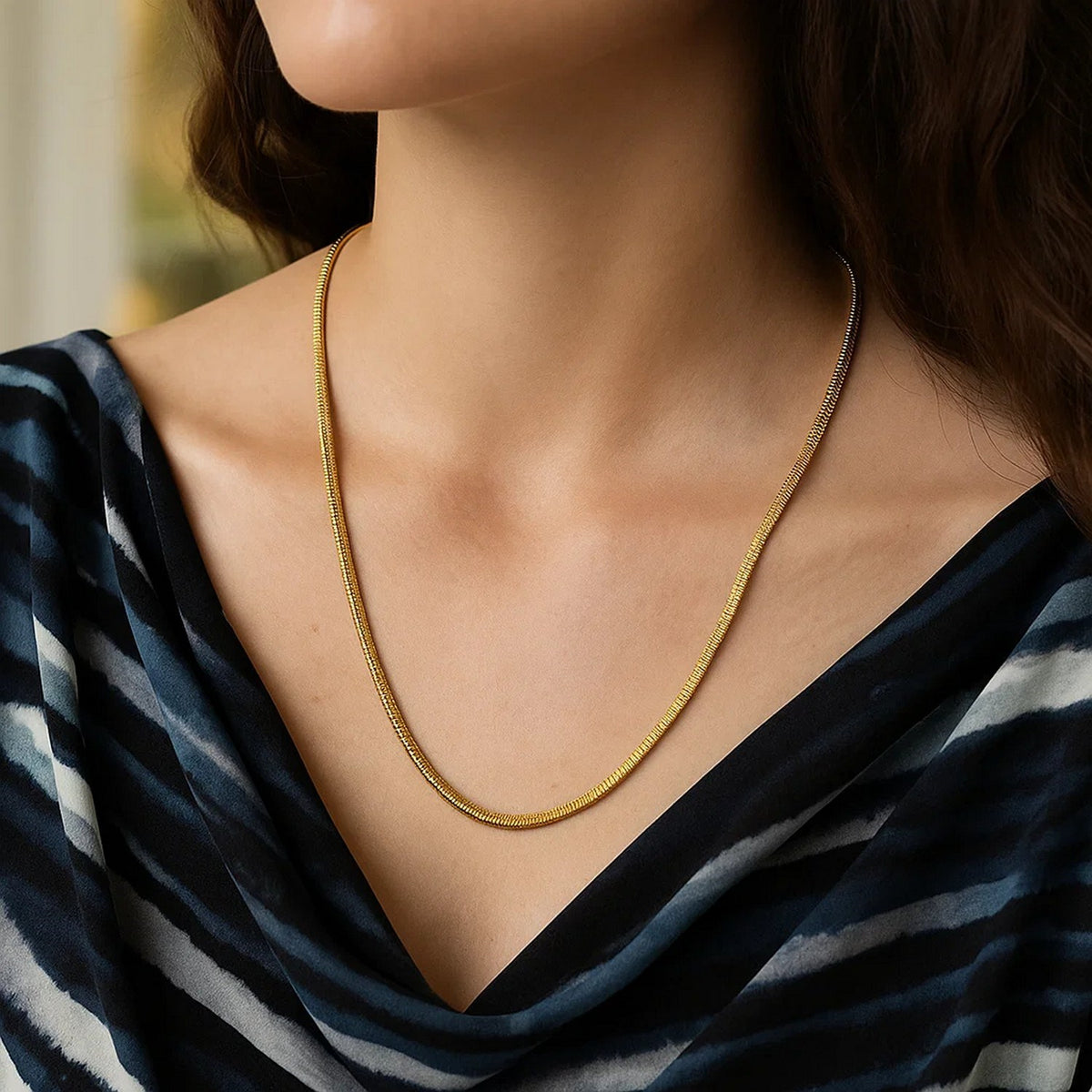 14K Yellow Gold Oval Snake Chain
