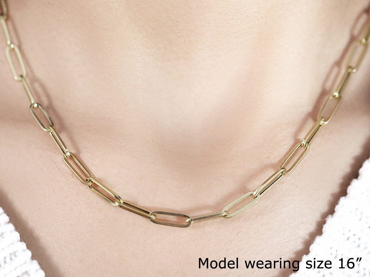 14k White Gold Bold Paperclip Chain
