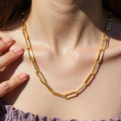14k White Gold Bold Paperclip Chain