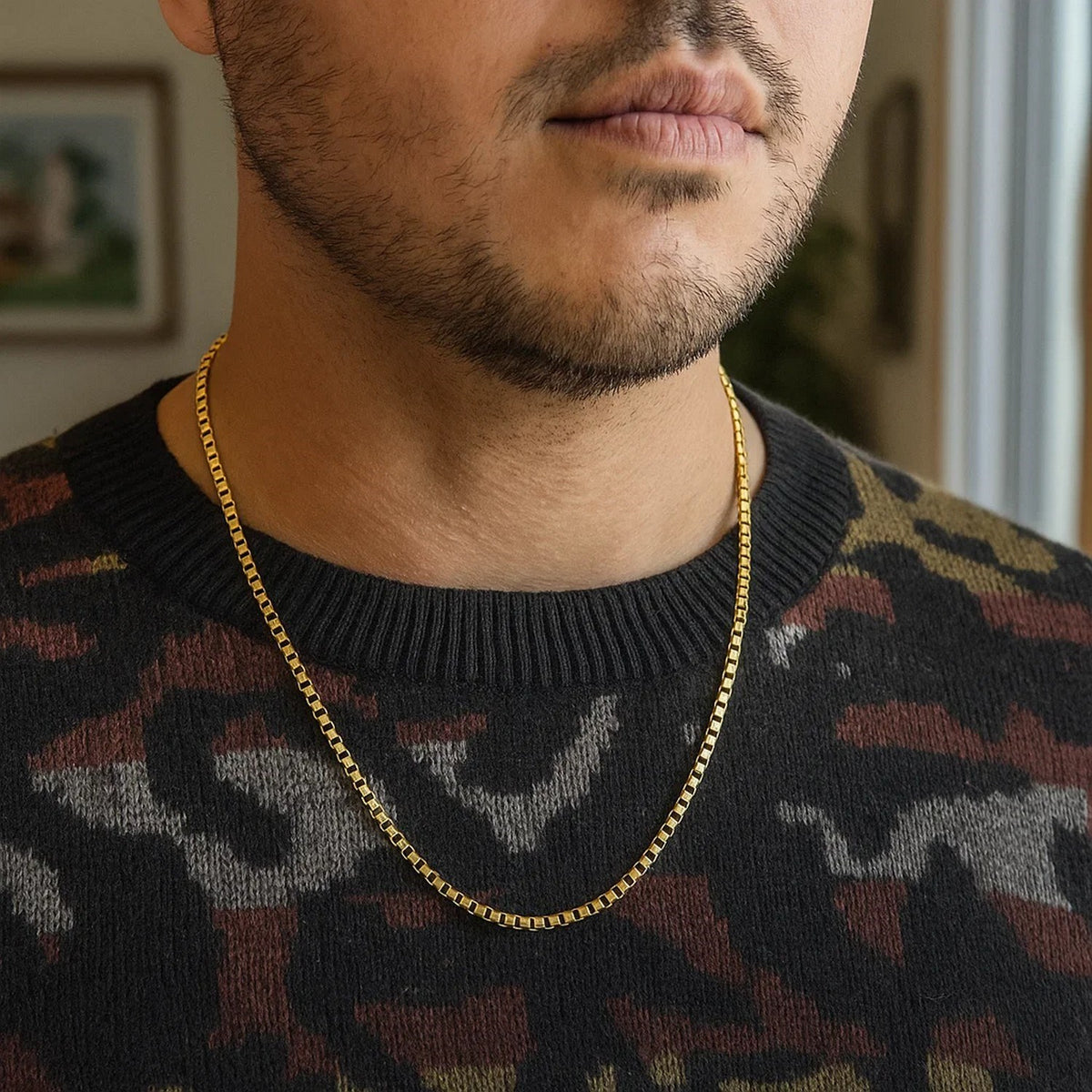 14k Yellow Gold Semi Solid Box Chain