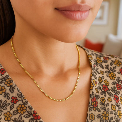 14k Yellow Gold Semi Solid Box Chain