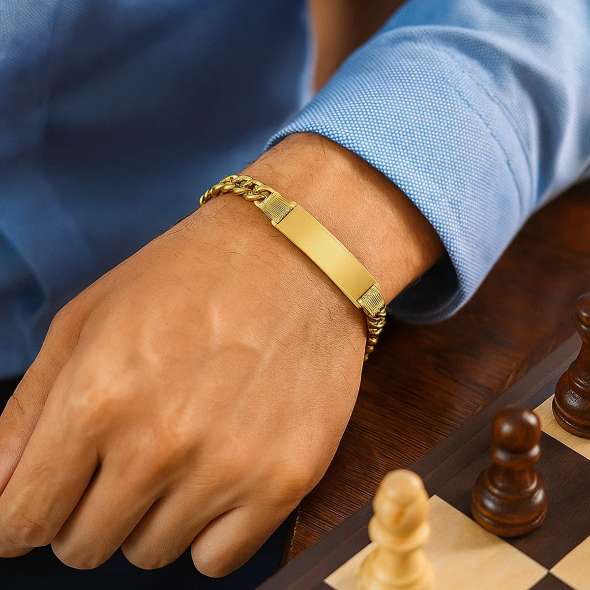 14K Yellow Gold Lite Cuban ID Bracelet (7.20 mm)