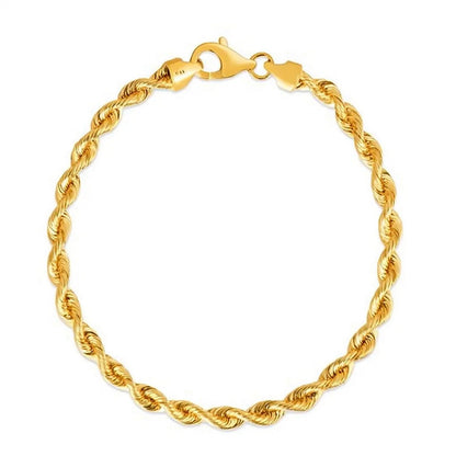 Silk Rope Chain Bracelet in 14k Yellow Gold  (3.70 mm)