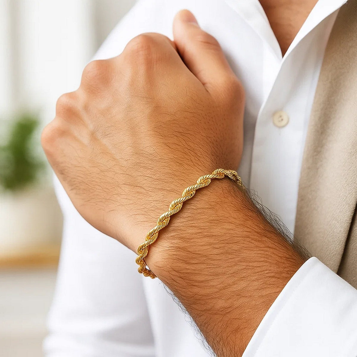 Silk Rope Chain Bracelet in 14k Yellow Gold  (3.70 mm)