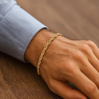 Silk Rope Chain Bracelet in 14k Yellow Gold  (3.70 mm)