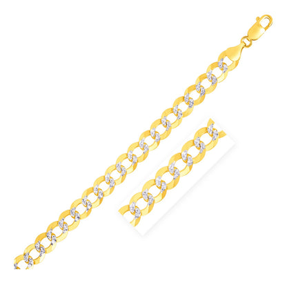 14k Two Tone Gold Pave Curb Bracelet (9.70 mm)
