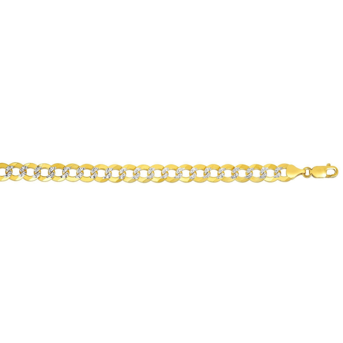 14k Two Tone Gold Pave Curb Bracelet (9.70 mm)