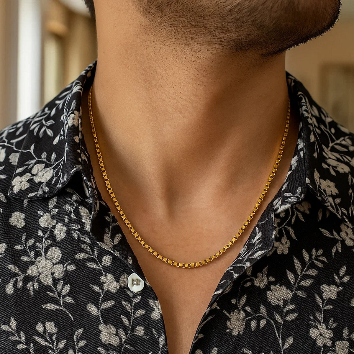 14k Yellow Gold Semi Solid Box Chain