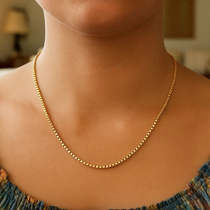 14k Yellow Gold Semi Solid Box Chain
