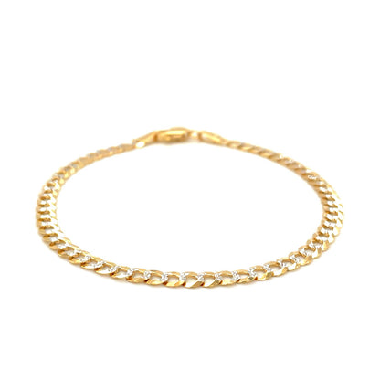 14k Two Tone Gold Pave Curb Bracelet (9.70 mm)