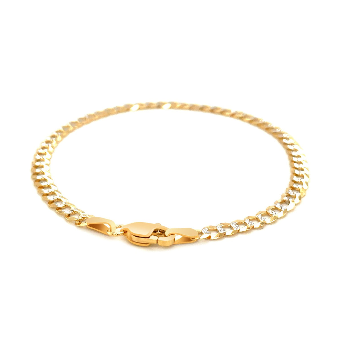 14k Two Tone Gold Pave Curb Bracelet (9.70 mm)
