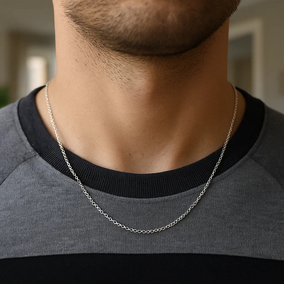 14k White Gold Round Cable Link Chain (1.50 mm)