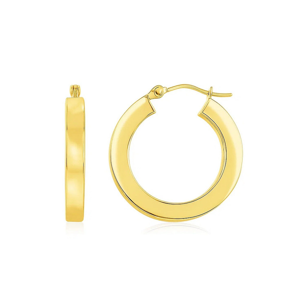 14K Yellow Gold Square Tube Hoop Earrings