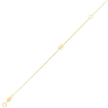 14K Yellow Gold Mini Initial W Bracelet
