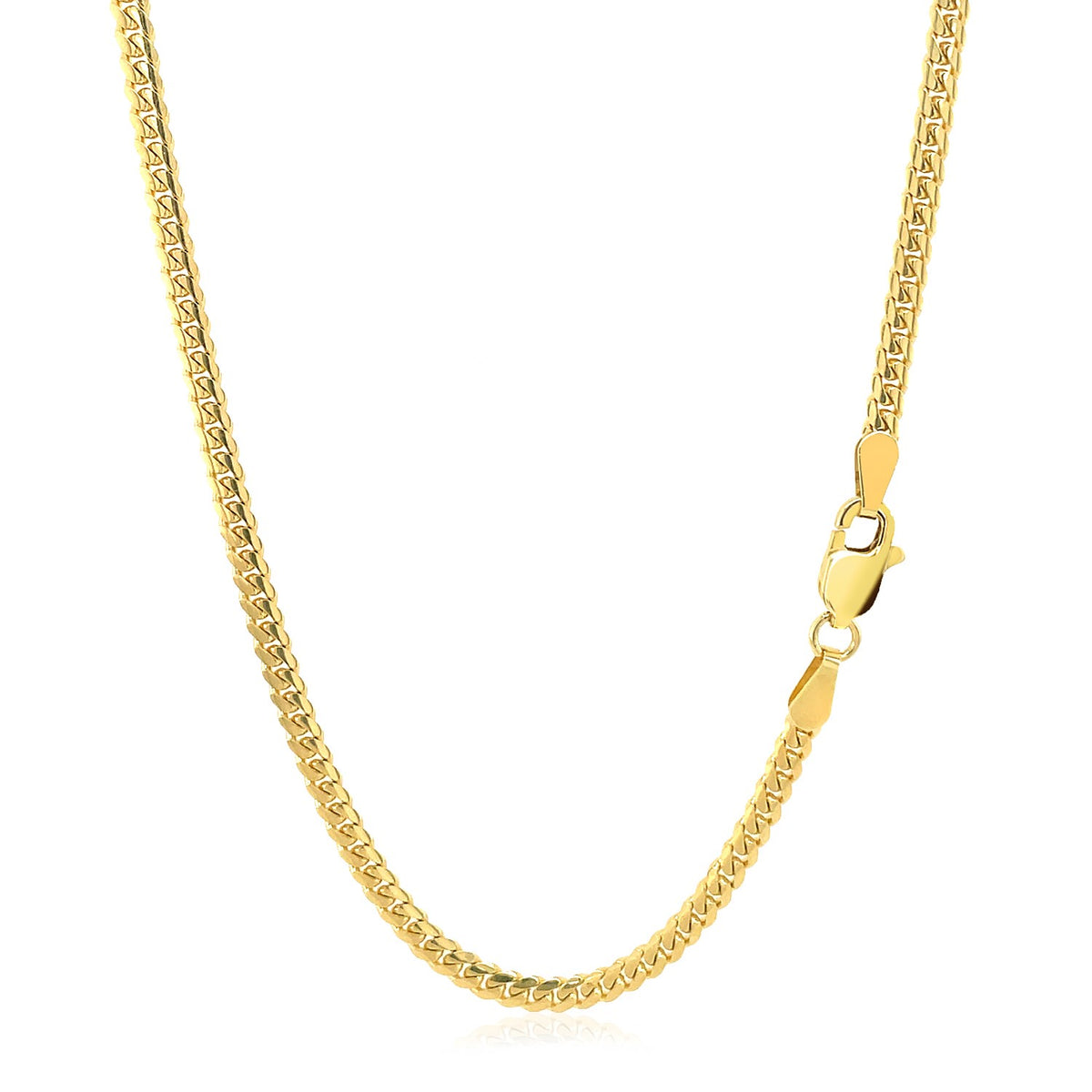 14k Yellow Gold Classic Solid Miami Cuban Chain