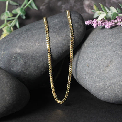 14k Yellow Gold Classic Solid Miami Cuban Chain