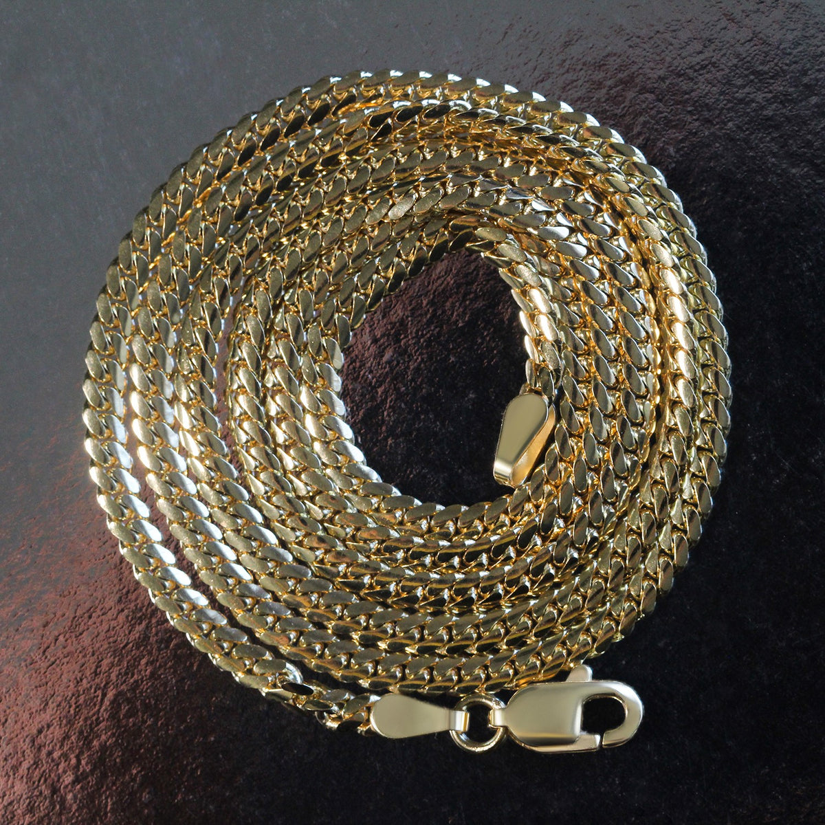 14k Yellow Gold Classic Solid Miami Cuban Chain
