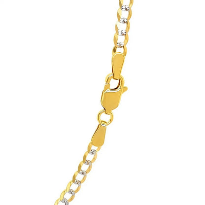 14k Two Tone Gold Pave Curb Chain