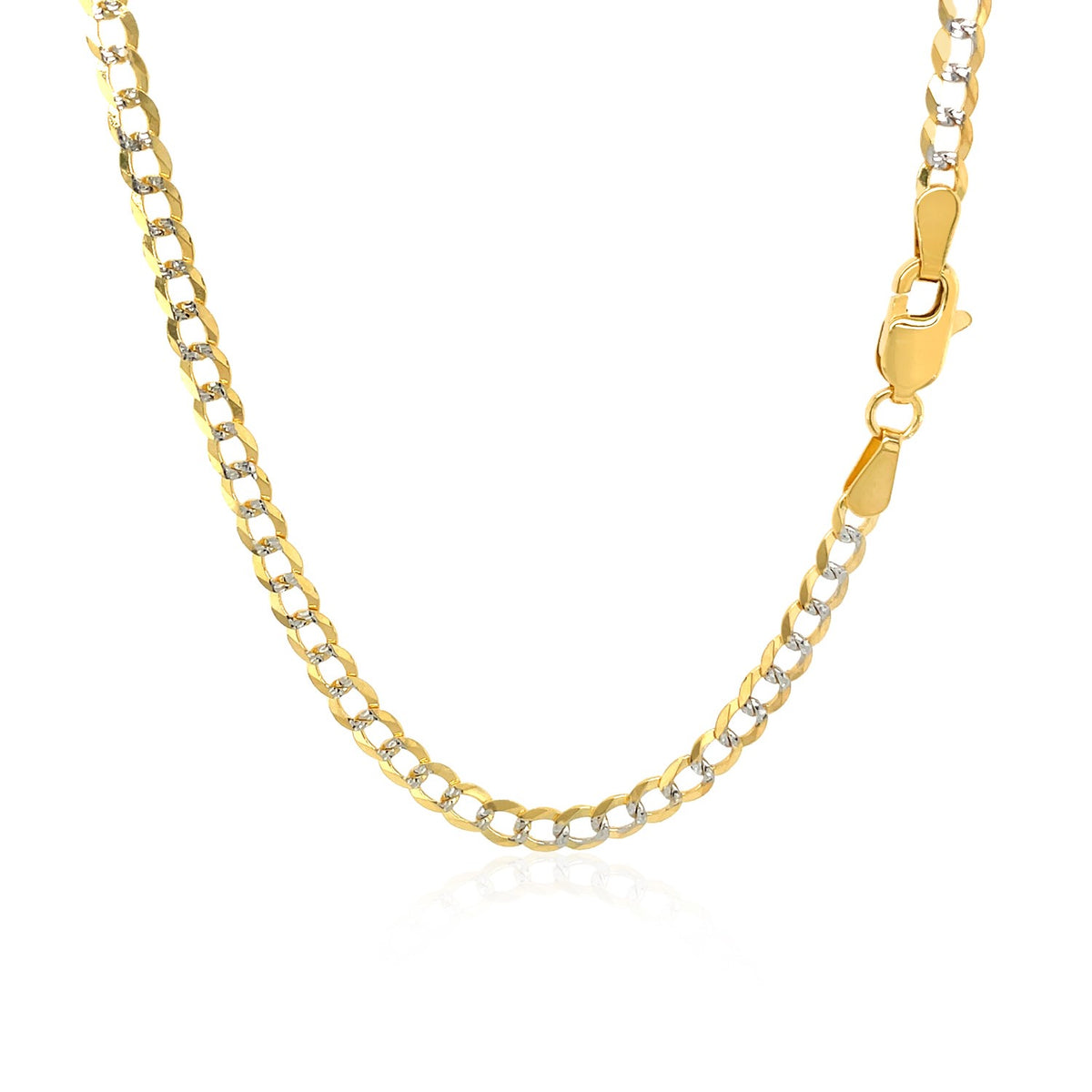 14k Two Tone Gold Pave Curb Chain