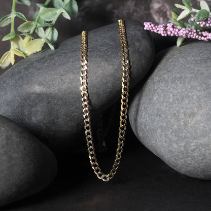 14k Two Tone Gold Pave Curb Chain