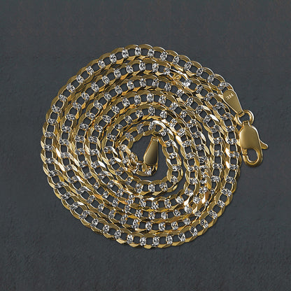 14k Two Tone Gold Pave Curb Chain